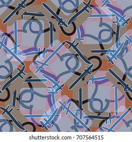 New colorful seamless pattern with doodle heart.