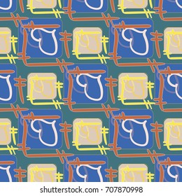 New colorful seamless pattern with doodle heart.