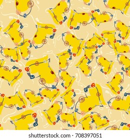 New colorful seamless pattern with doodle heart.