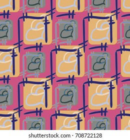 New colorful seamless pattern with doodle heart.