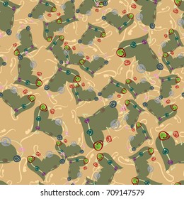 New colorful seamless pattern with doodle heart.