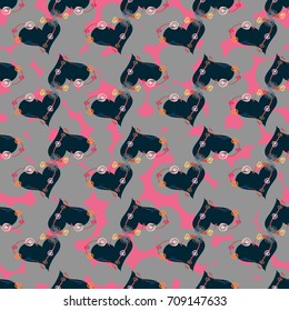 New colorful seamless pattern with doodle heart.