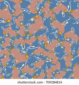 New colorful seamless pattern with doodle heart.
