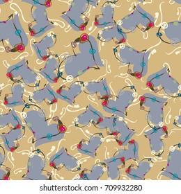 New colorful seamless pattern with doodle heart.