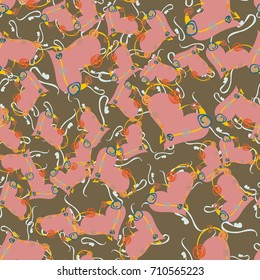 New colorful seamless pattern with doodle heart.