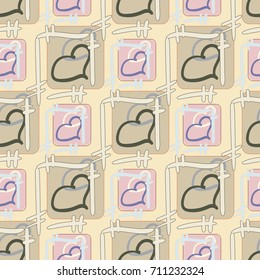 New colorful seamless pattern with doodle heart.