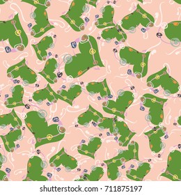 New colorful seamless pattern with doodle heart.