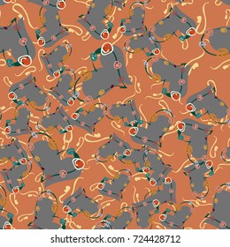 New colorful seamless pattern with doodle heart.