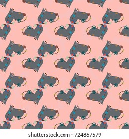 New colorful seamless pattern with doodle heart.