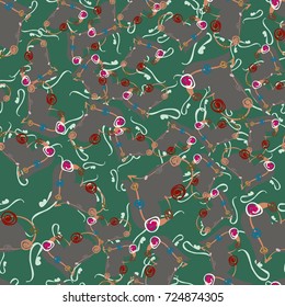 New colorful seamless pattern with doodle heart.