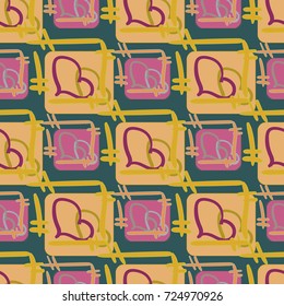 New colorful seamless pattern with doodle heart.