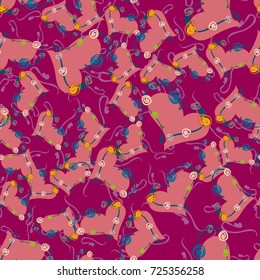 New colorful seamless pattern with doodle heart.