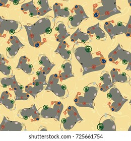 New colorful seamless pattern with doodle heart.