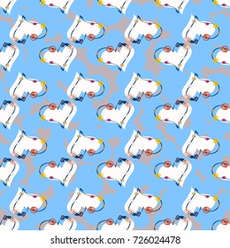 New colorful seamless pattern with doodle heart.