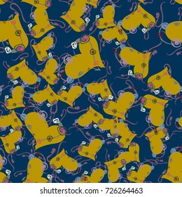 New colorful seamless pattern with doodle heart.