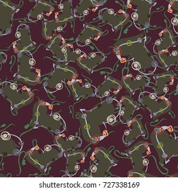 New colorful seamless pattern with doodle heart.