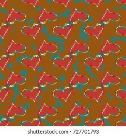 New colorful seamless pattern with doodle heart.