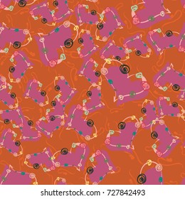 New colorful seamless pattern with doodle heart.