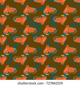 New colorful seamless pattern with doodle heart.
