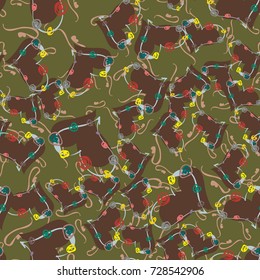 New colorful seamless pattern with doodle heart.