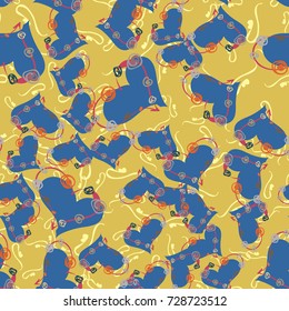New colorful seamless pattern with doodle heart.