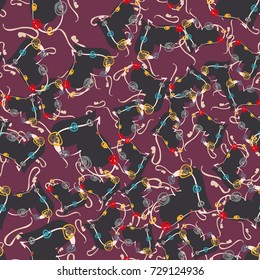 New colorful seamless pattern with doodle heart.
