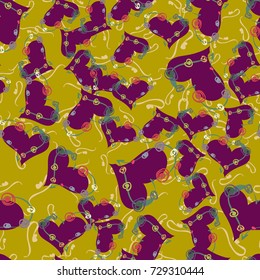 New colorful seamless pattern with doodle heart.