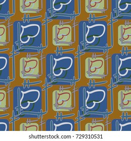 New colorful seamless pattern with doodle heart.