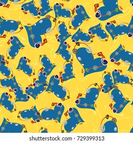 New colorful seamless pattern with doodle heart.