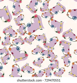 New colorful seamless pattern with doodle heart.