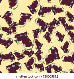 New colorful seamless pattern with doodle heart.
