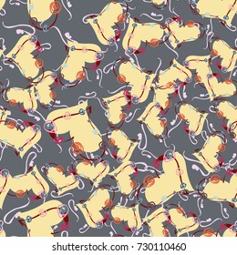 New colorful seamless pattern with doodle heart.