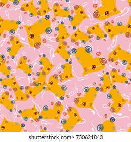 New colorful seamless pattern with doodle heart.