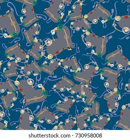 New colorful seamless pattern with doodle heart.
