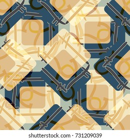 New colorful seamless pattern with doodle heart.