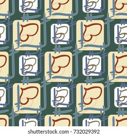 New colorful seamless pattern with doodle heart.