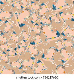 New colorful seamless pattern with doodle heart.