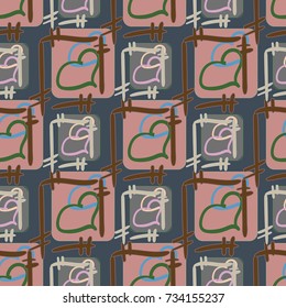New colorful seamless pattern with doodle heart.