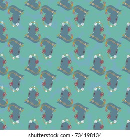 New colorful seamless pattern with doodle heart.