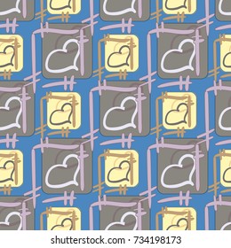 New colorful seamless pattern with doodle heart.