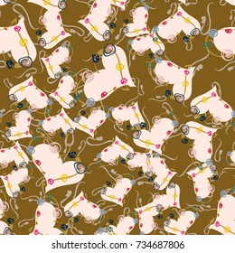 New colorful seamless pattern with doodle heart.