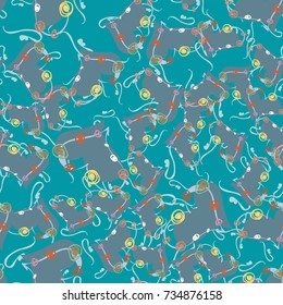 New colorful seamless pattern with doodle heart.