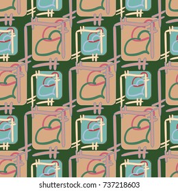 New colorful seamless pattern with doodle heart.