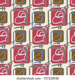 New colorful seamless pattern with doodle heart.