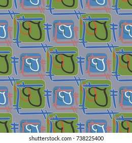 New colorful seamless pattern with doodle heart.
