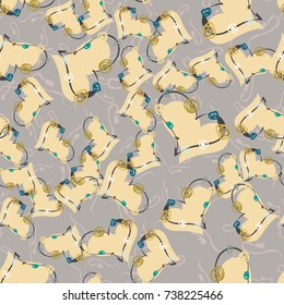 New colorful seamless pattern with doodle heart.