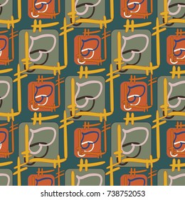 New colorful seamless pattern with doodle heart.