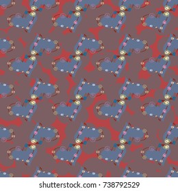 New colorful seamless pattern with doodle heart.