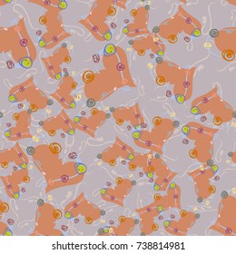 New colorful seamless pattern with doodle heart.
