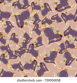 New colorful seamless pattern with doodle heart.